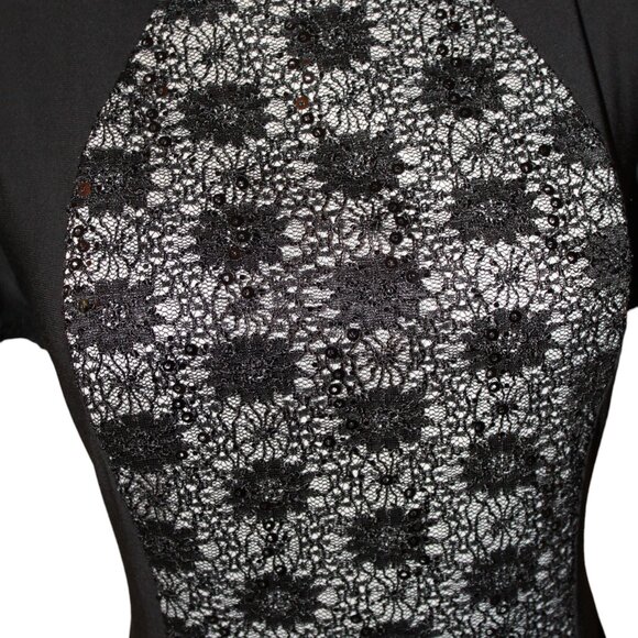 Dressbarn Collection Black Lace Sequin Slim Bodycon Evening Dress, Size 6 EUC - Picture 8 of 11
